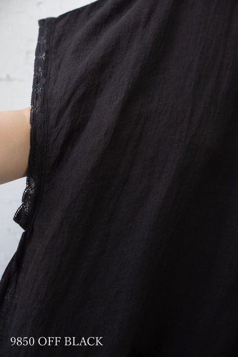 maison de soil | 80s POWER LOOM LINEN PLAIN BOAT-NECK LACE PULLOVER DRESS