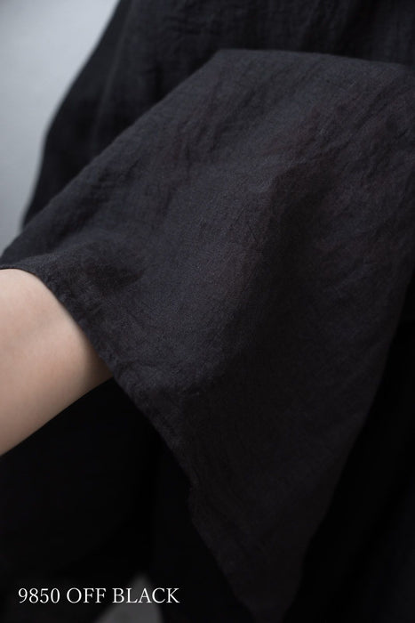 maison de soil | 80s POWER LOOM LINEN PLAIN BOAT-NECK LACE PULLOVER DRESS