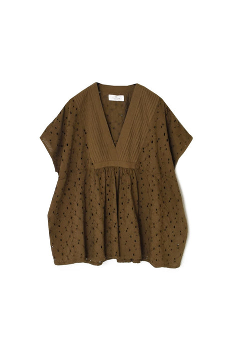 SOIL | ALL HEMLA V-NECK PINTUCK FRENCH/SL SHIRT