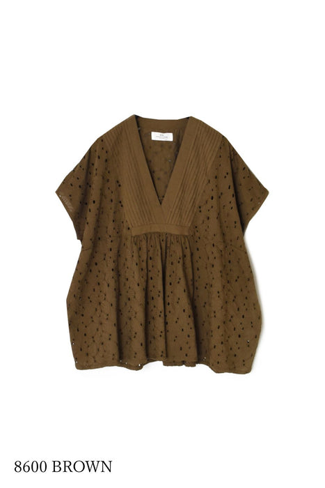 SOIL | ALL HEMLA V-NECK PINTUCK FRENCH/SL SHIRT