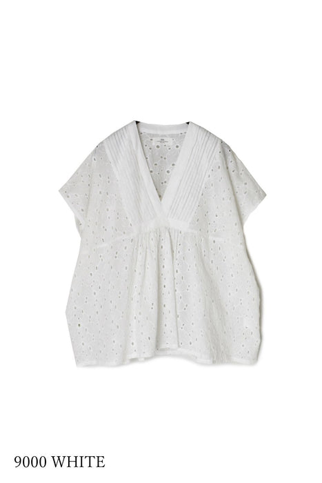 SOIL | ALL HEMLA V-NECK PINTUCK FRENCH/SL SHIRT