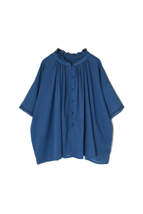 SOIL | 80s COTTON VOILE LACE LACE&LOOP BUTTON GATHERED SMOCK