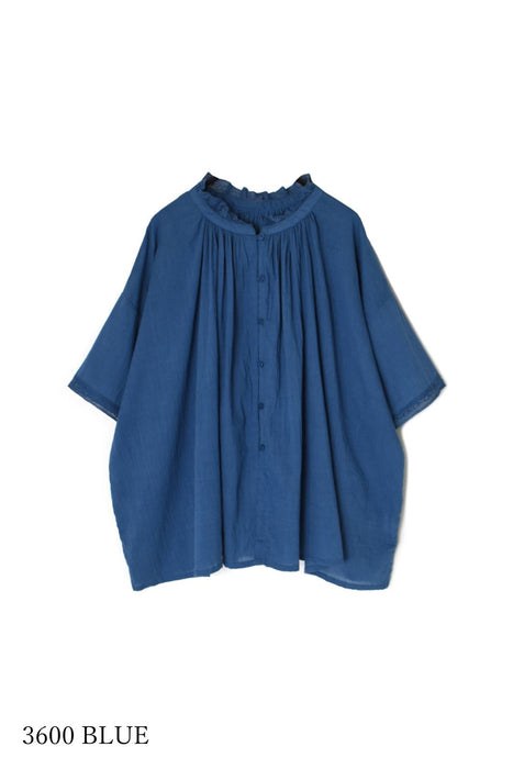 SOIL | 80s COTTON VOILE LACE LACE&LOOP BUTTON GATHERED SMOCK
