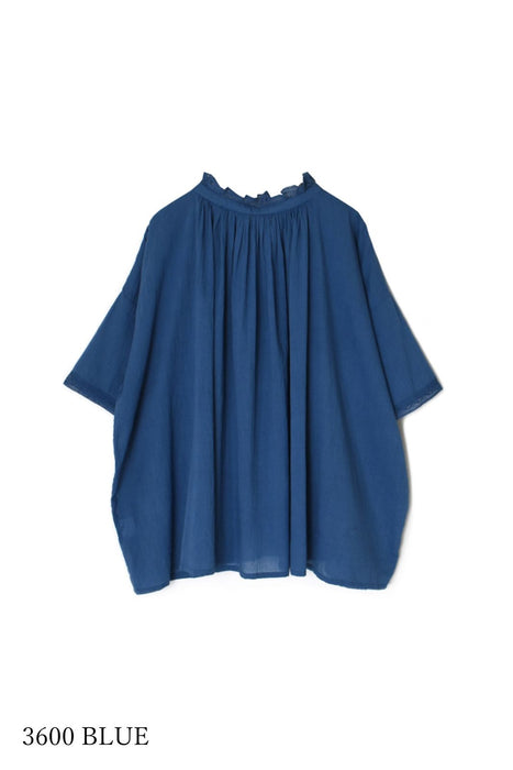 SOIL | 80s COTTON VOILE LACE LACE&LOOP BUTTON GATHERED SMOCK