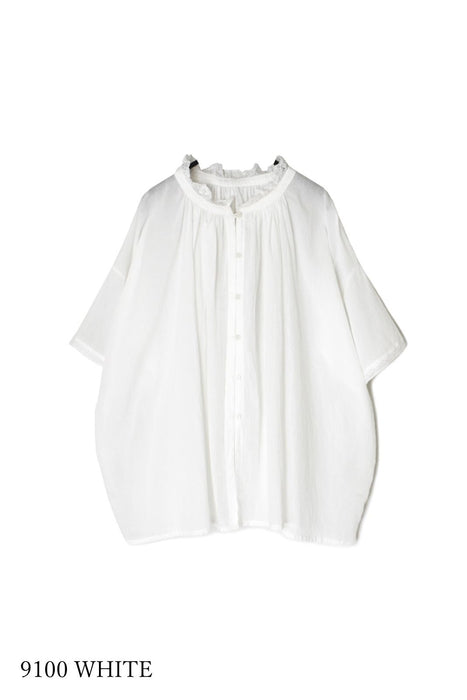 SOIL | 80s COTTON VOILE LACE LACE&LOOP BUTTON GATHERED SMOCK