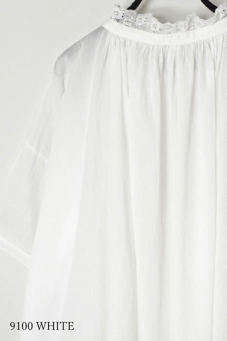 SOIL | 80s COTTON VOILE LACE LACE&LOOP BUTTON GATHERED SMOCK