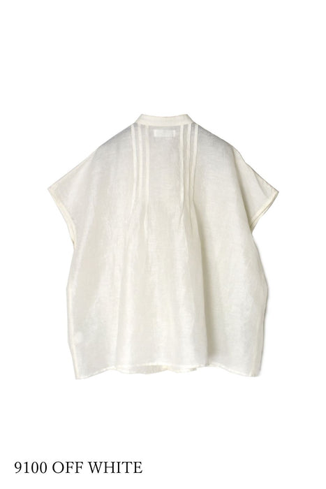 SOIL | 60s AUTO LOOM COTTON/LINEN PLAIN BANDED COLLAR FRENCH/SL PINTUCK SHIRTS
