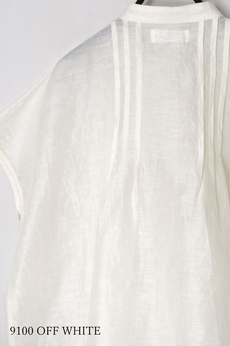 SOIL | 60s AUTO LOOM COTTON/LINEN PLAIN BANDED COLLAR FRENCH/SL PINTUCK SHIRTS
