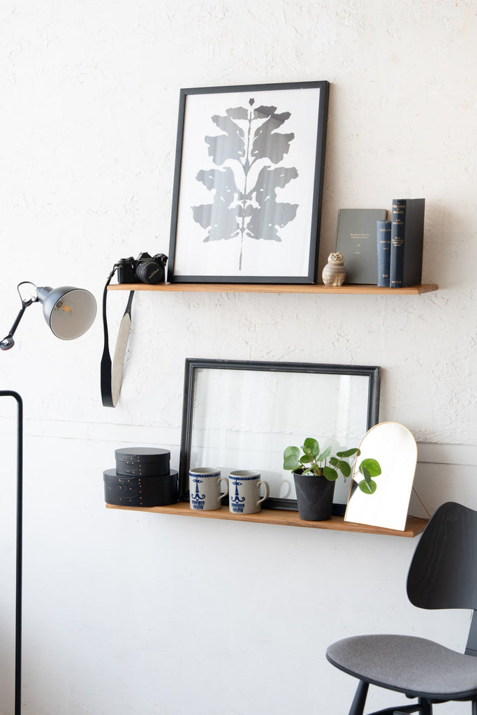 Teak Classic shelf W900｜棚受け一体型ロングウォールシェルフ チーク 