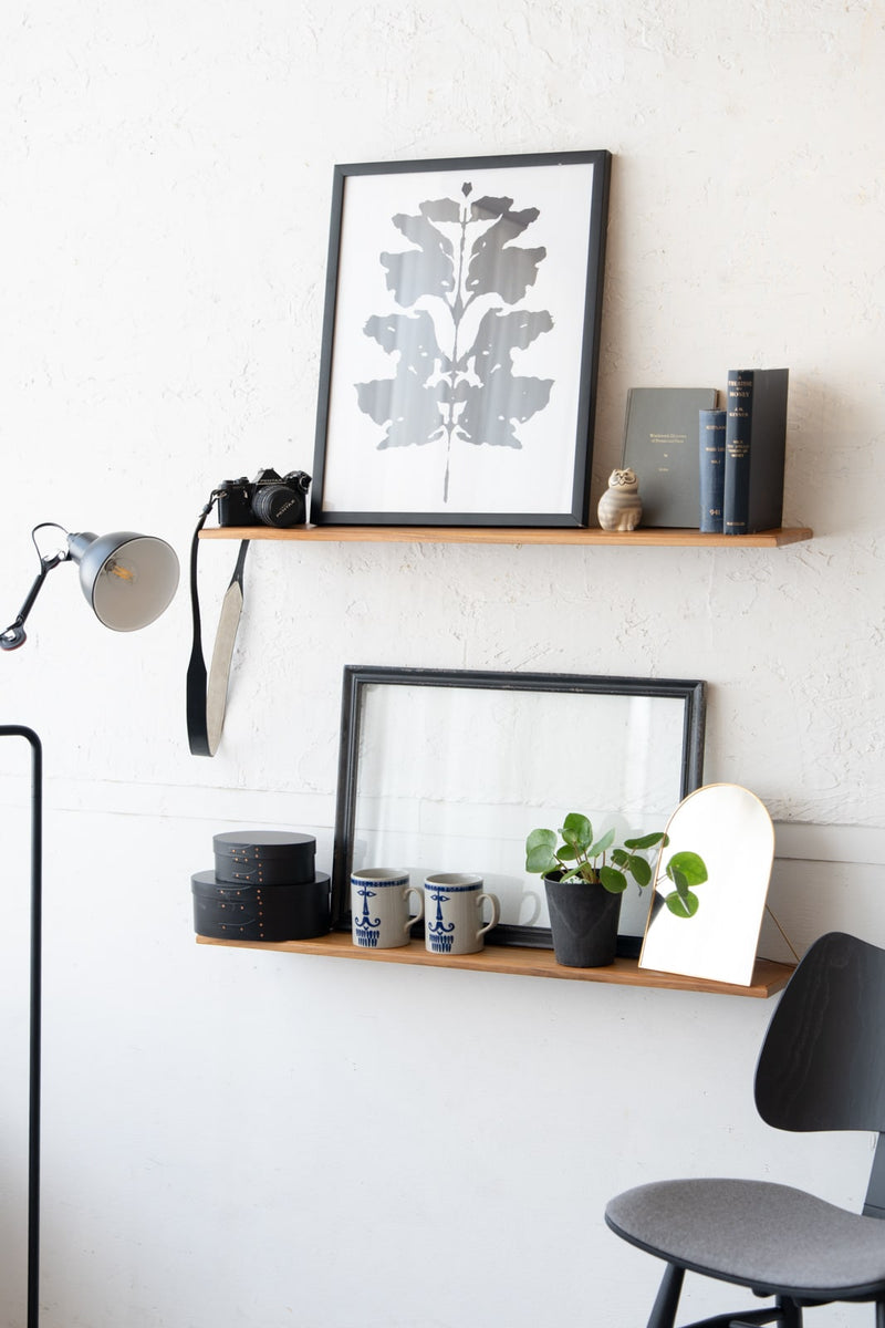 壁掛け　インテリア Teak Classic shelf W900｜棚受け一体型ロングウォールシェルフ チーク