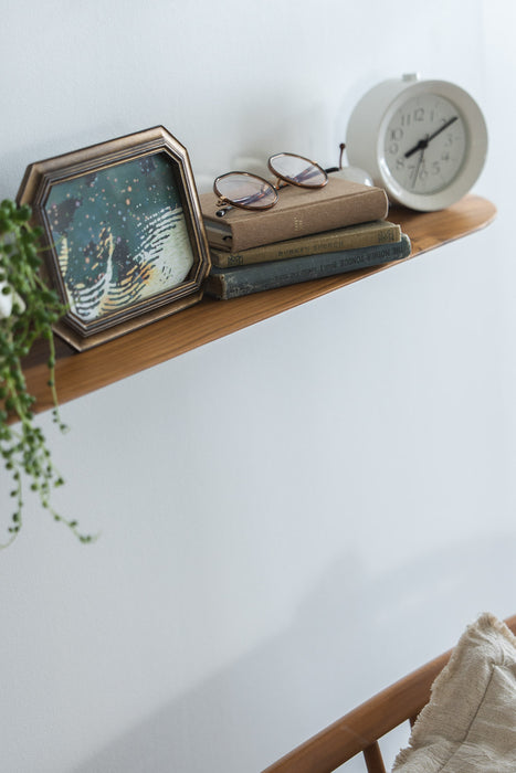 Teak Smooth shelf W900 | Long shelf with integrated shelf brackets