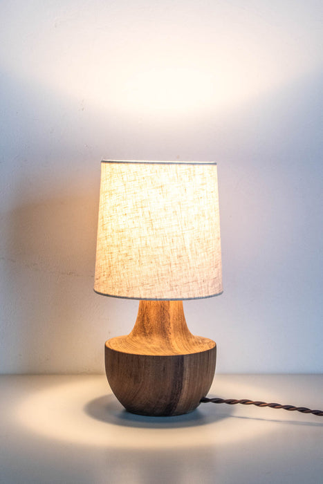 Rustic Wood Curved Table Light 