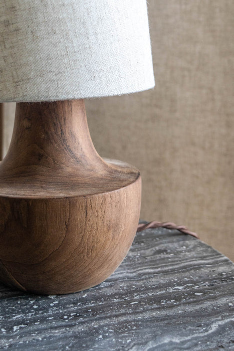 Rustic Wood Curved Table Light 
