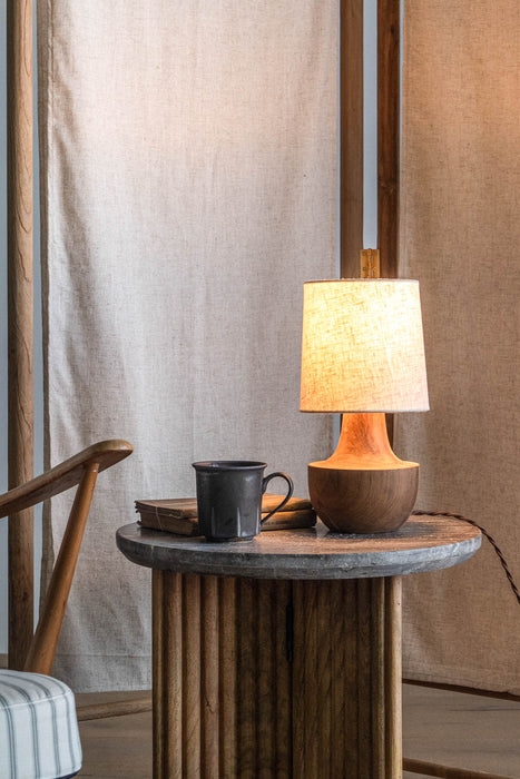 Rustic Wood Curved Table Light 