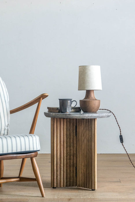 Rustic Wood Curved Table Light 