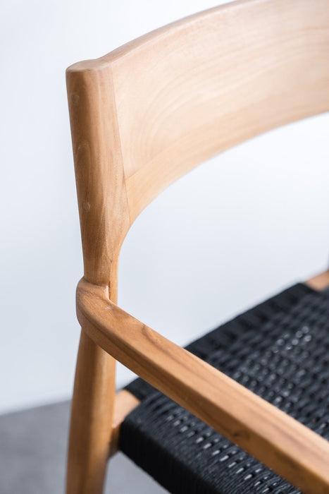 Teak ダイニングチェア 木製 チーク ペーパーコード｜ブラック