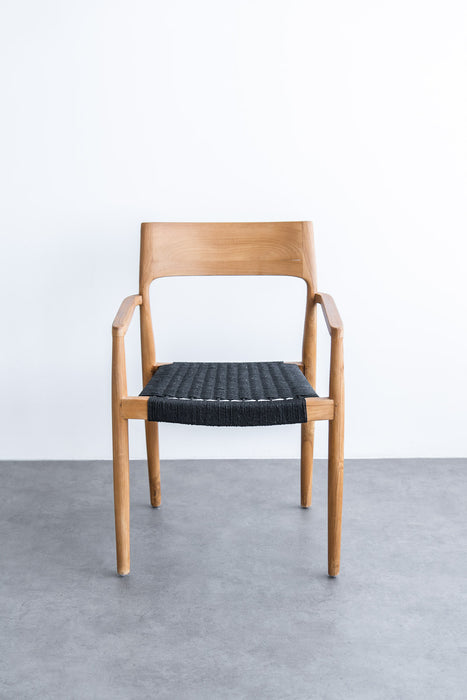 Teak ダイニングチェア ペーパーコード | ブラック
