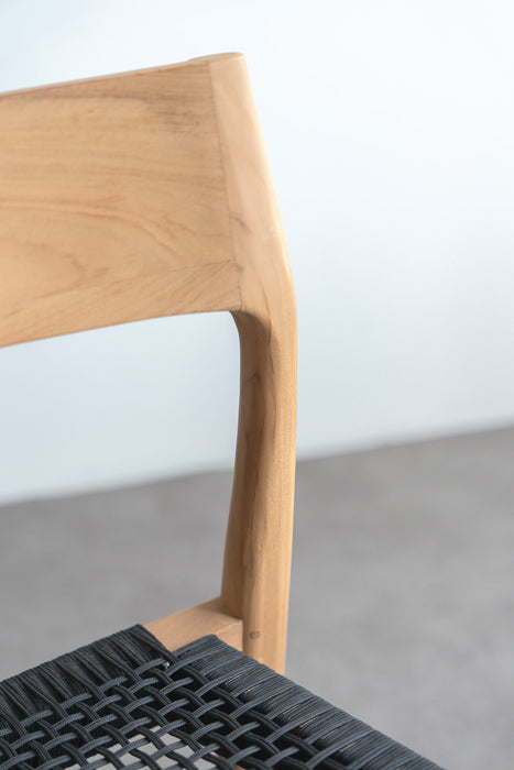 Teak ダイニングチェア ロープ | ブラック