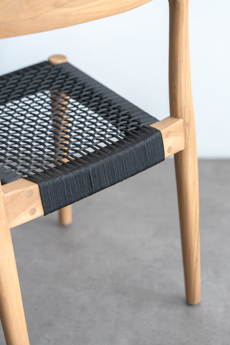 Teak ダイニングチェア ロープ | ブラック