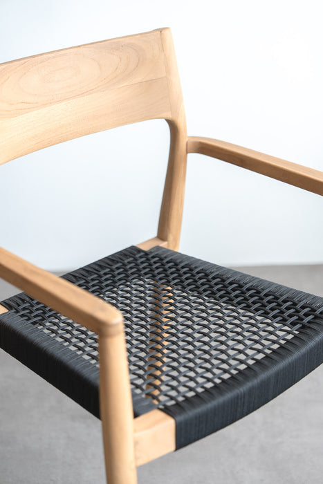 Teak ダイニングチェア ロープ | ブラック