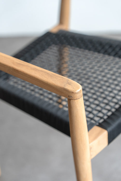 Teak ダイニングチェア ロープ | ブラック