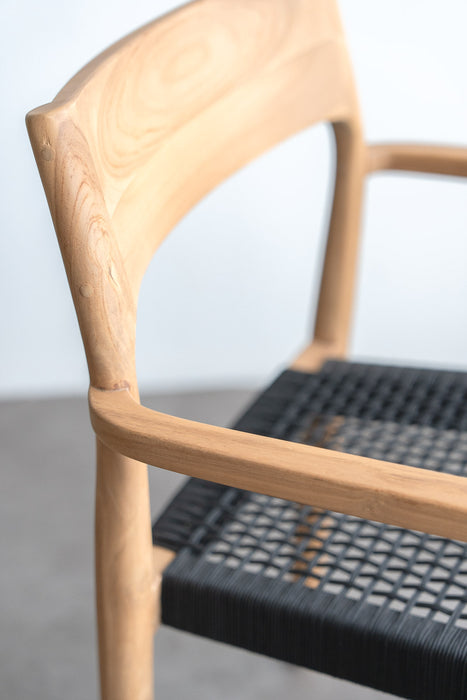 Teak ダイニングチェア ロープ | ブラック