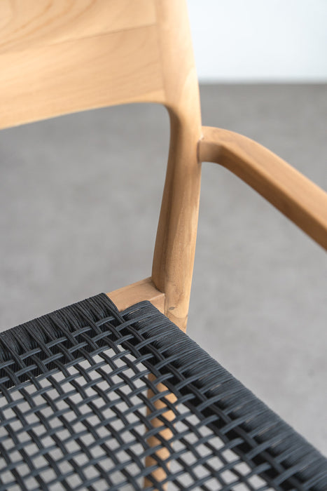 Teak ダイニングチェア ロープ | ブラック