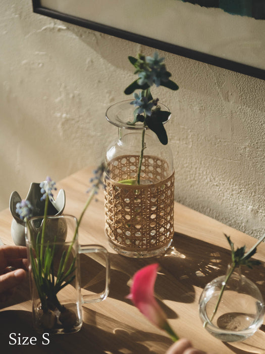 Rattan glass vase rim