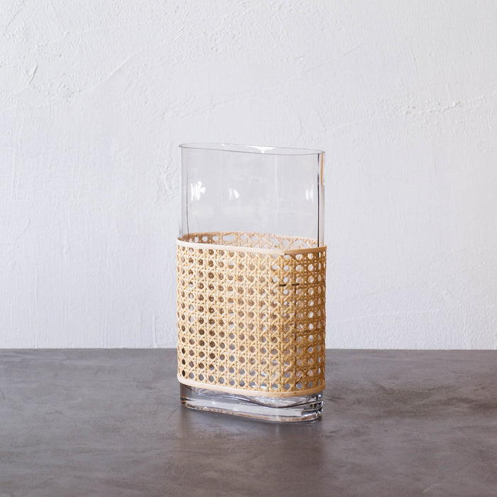 Rattan glass vase thin