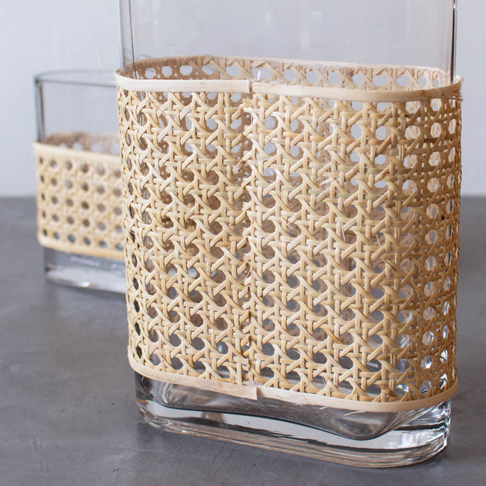 Rattan glass vase thin
