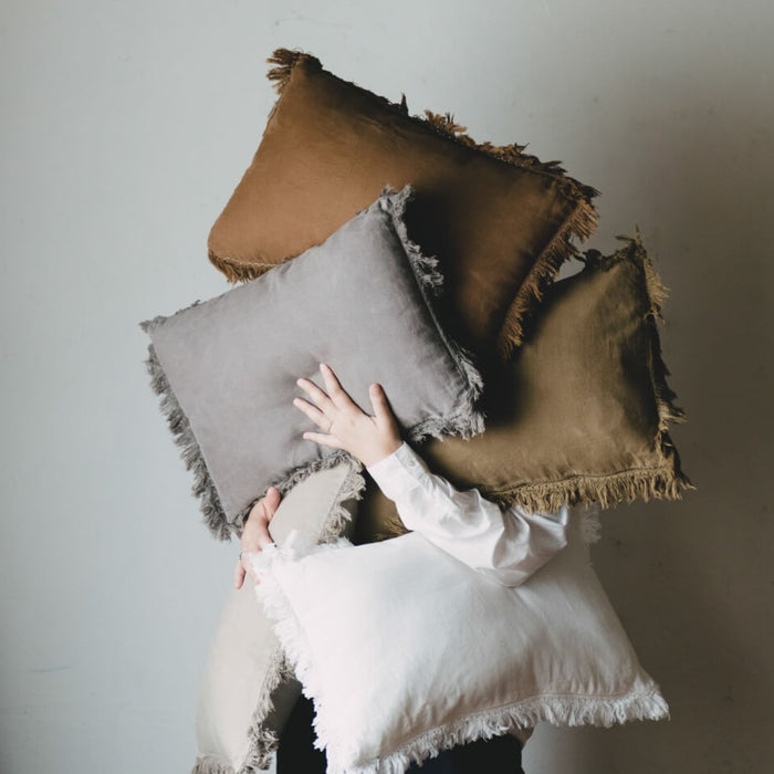Linen fringe cushion pillow